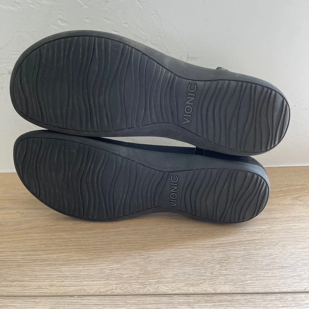 Vionic Rest Paulie Patent Leather Sandals Black Size 11